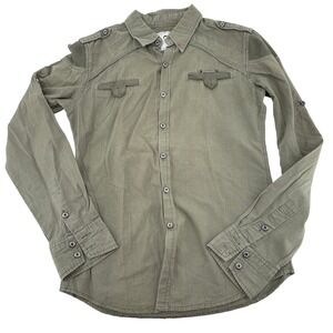 WEAVER Mens Army‎ Green Long Sleeve Button Down Shirt Established 1997 Size M